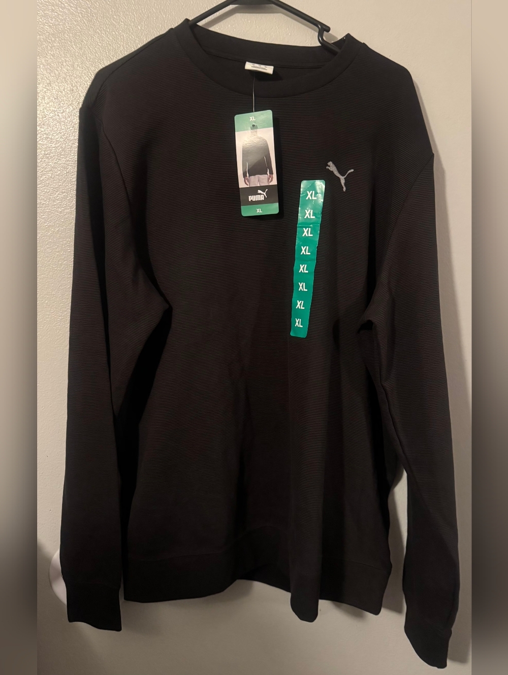 NWT Men's Puma Textured Crew Sweatshirt - Black - XL